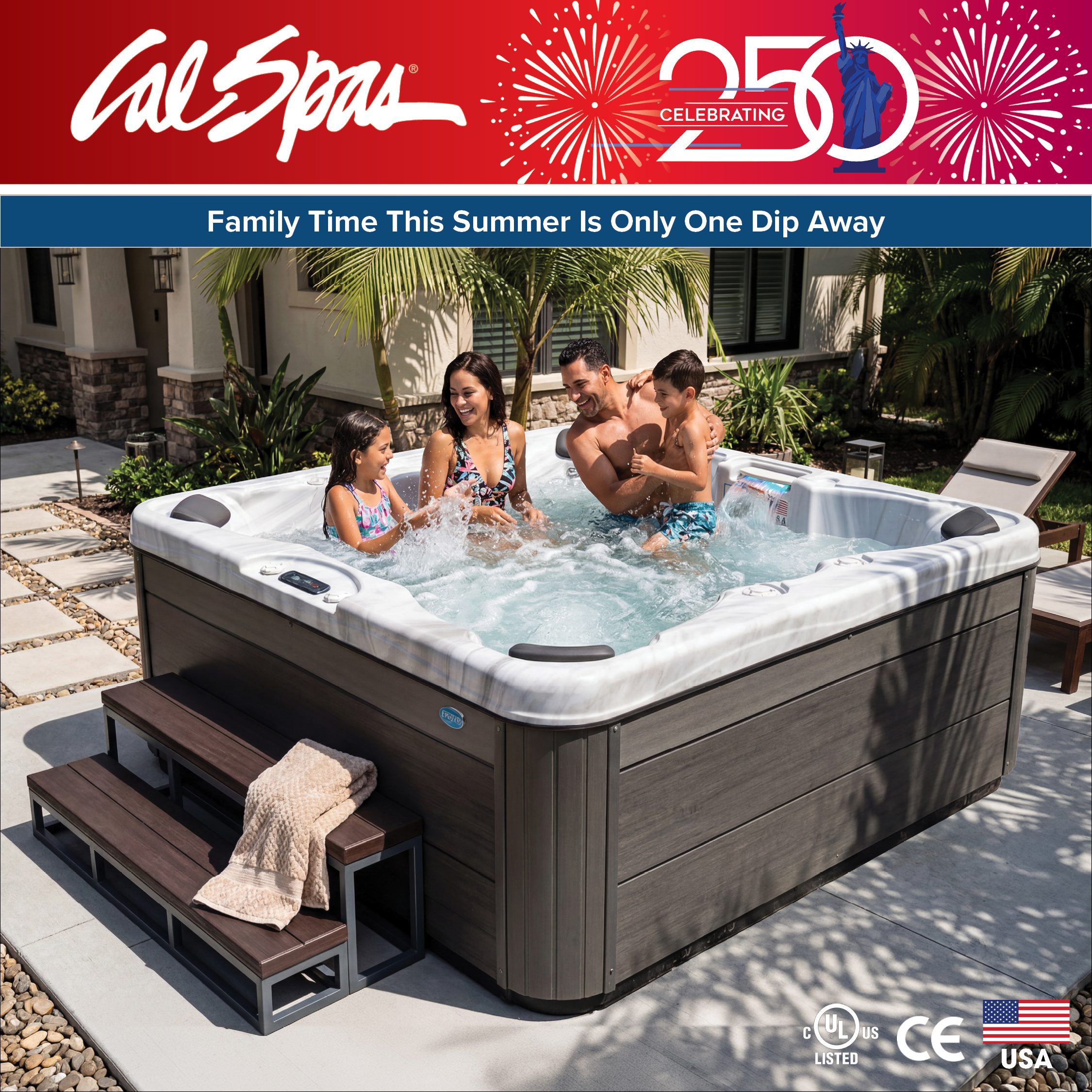 Calspas hot tub being used in a family setting - The Dalles
